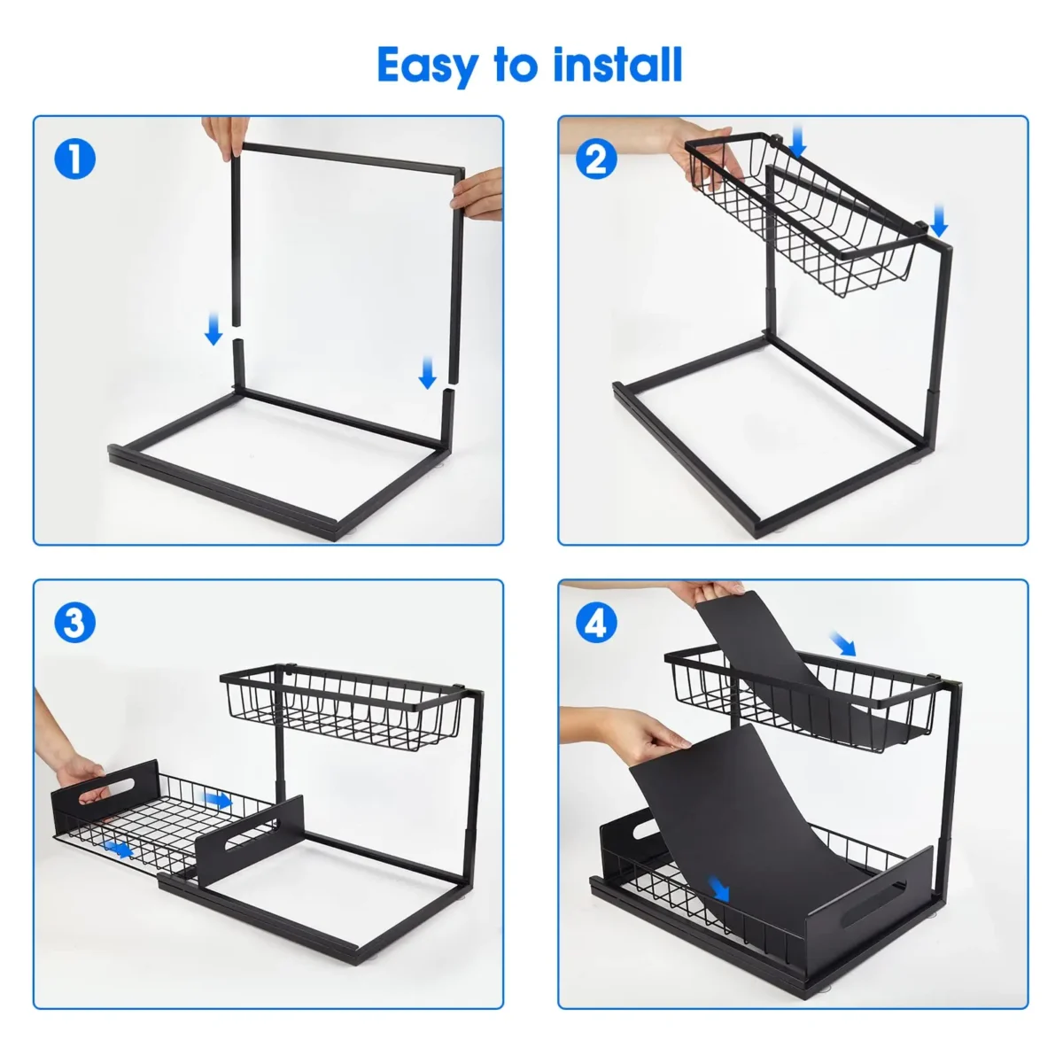 Under Sink 2 Tier Sliding Cabinet Basket Organizer Drawer Pull Out Cabinet Multi-Purpose Sink Organizer for Bathroom Kitchen - Image 6