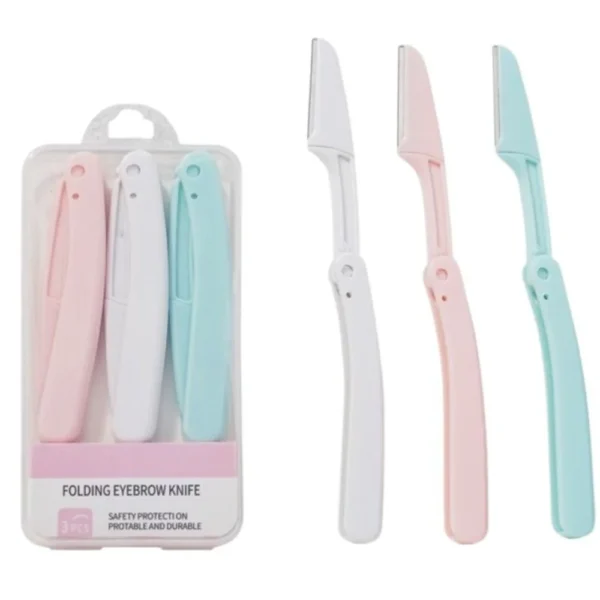 Professional Safe Folding Dermaplaning Tool for Face 3pcs Set Portable Anti-Scratch Razor Face Razor Beauty Routine