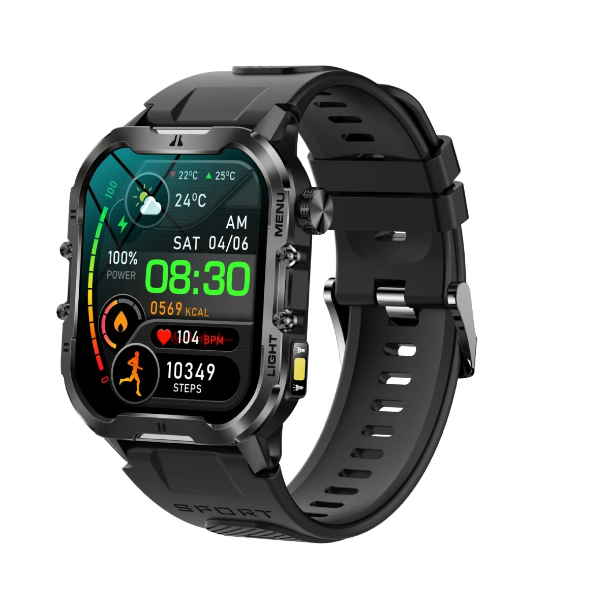 New T26 smartwatch Bluetooth call LED flashlight heart rate outdoor exercise reloj hombre watches for men - Image 3