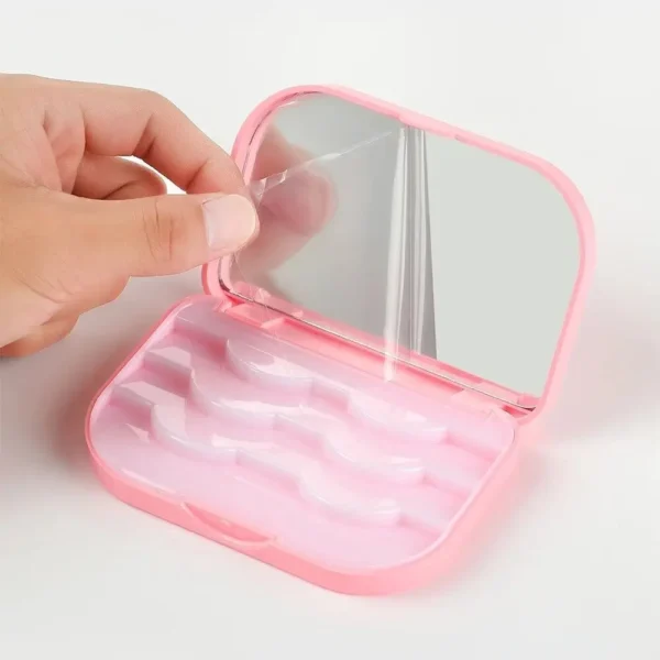 Empty False Eyelashes Storage Box With Makeup Mirror Waterproof Fake Eye Lash Organizer Plastic 3 Pairs False Eyelash Box Travel